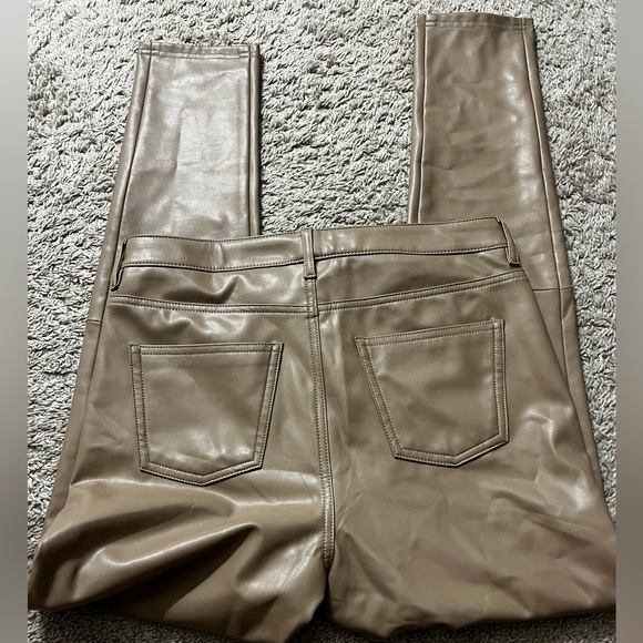 NWT 7 For All Mankind Vegan Tan Leather Pants - Picture 3 of 4